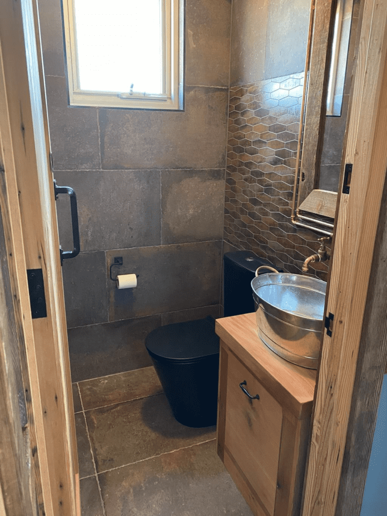Toilet and hand basin as part of a large garage mahal in Adelaide Toilet and hand basin as part of a large garage mahal in Adelaide
